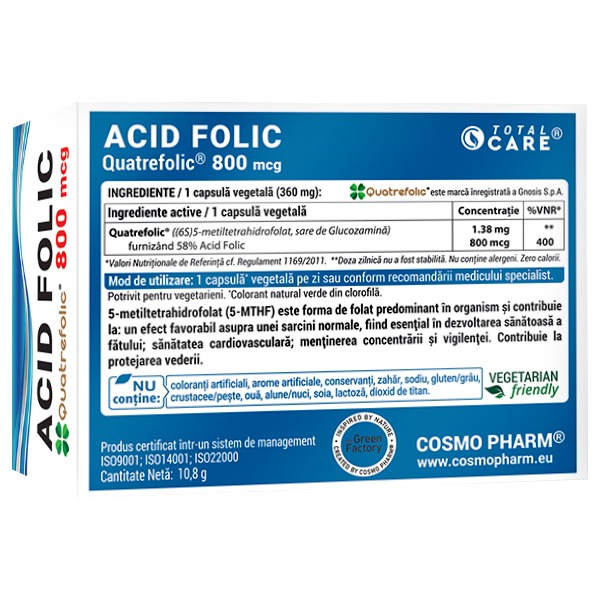 Quatrefolic® Folic Acid 800 mcg - the bioactive and natural form (5-MTHF) - Image 3