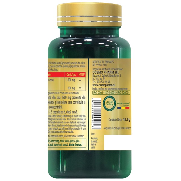 Lecithin 1200 mg Capsules, with 50% Phosphatidylcholine - Image 2