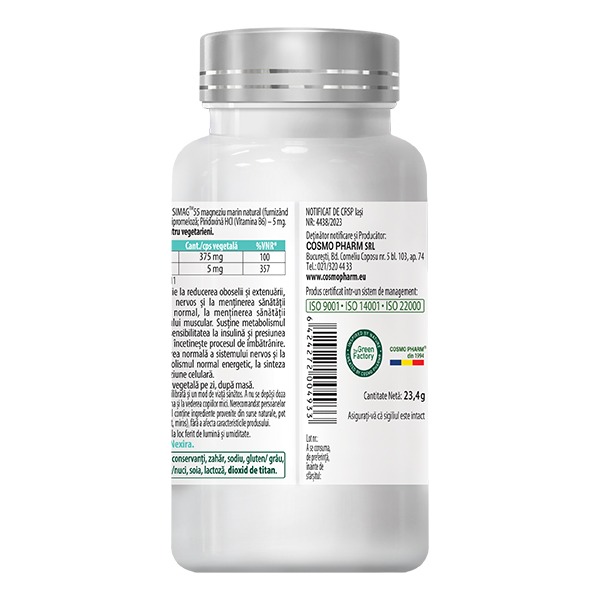 Natural Marine Magnesium 375 + B6 Premium – Stress, Nervousness vegetable capsules - Image 3