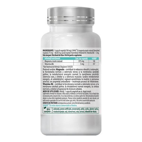 Natural Marine Magnesium 375 + B6 Premium – Stress, Nervousness vegetable capsules - Image 2