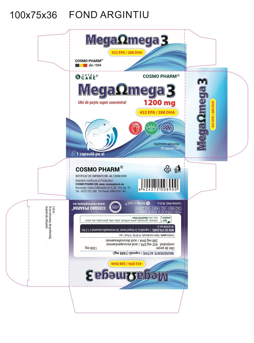 Mega Omega 3 Super Concentrated Fish Oil, Healthy Heart and Brain - Image 2