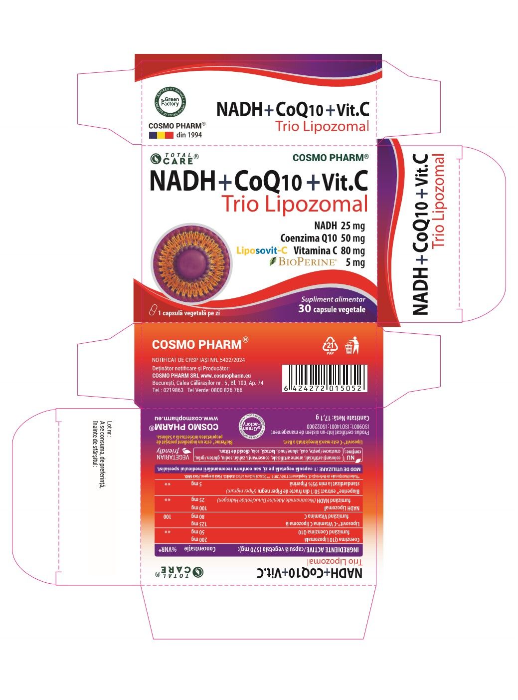 NADH + COENZYME Q10 + VITAMIN C - Liposomal Trio - Image 2